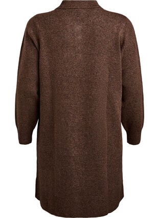 Zizzi Kort strikkekjole med poloskjorte-krage og knapper, Rain Drum Mel., Packshot image number 1