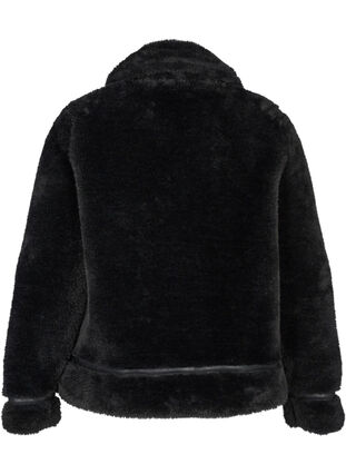 Kort jakke i fuskepels, Black, Packshot image number 1