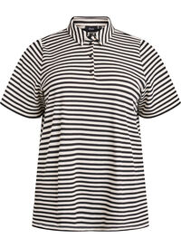 Kortermet poloskjorte med striper, Svart Kortermet poloskjorte med striper