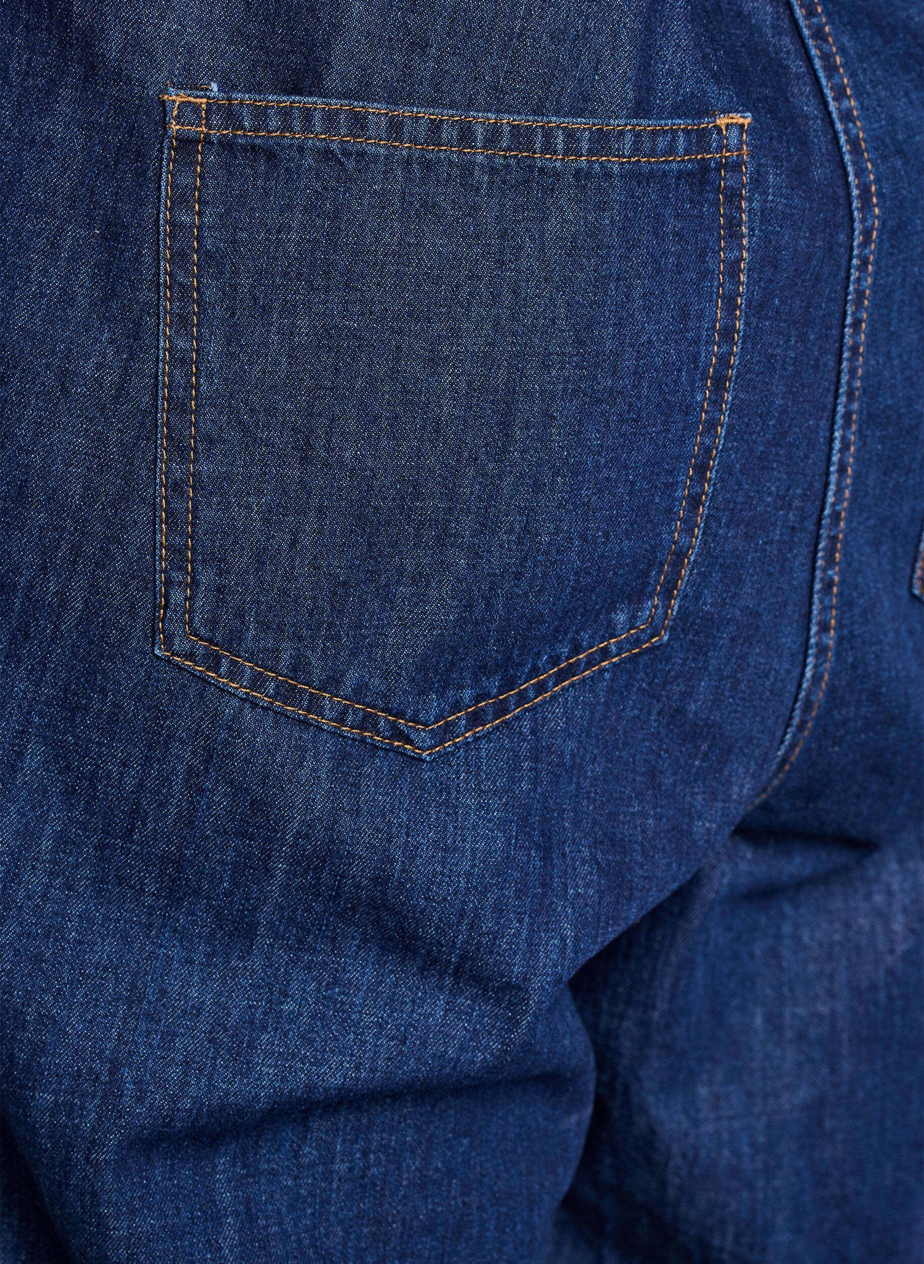 Zizzi Denim jumpsuit med korte ermer og knytebelte, Bl&aring;, Packshot image number 4