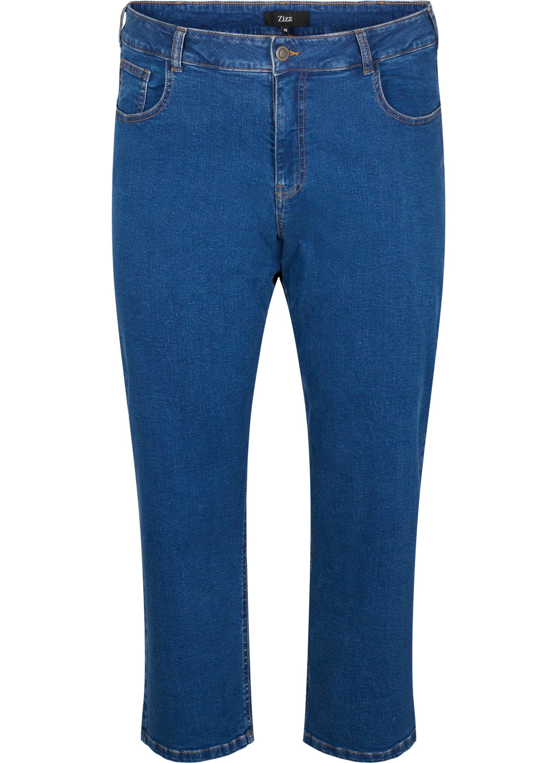Zizzi Cropped Vera jeans med rett passform, Blue Denim, Packshot image number 0