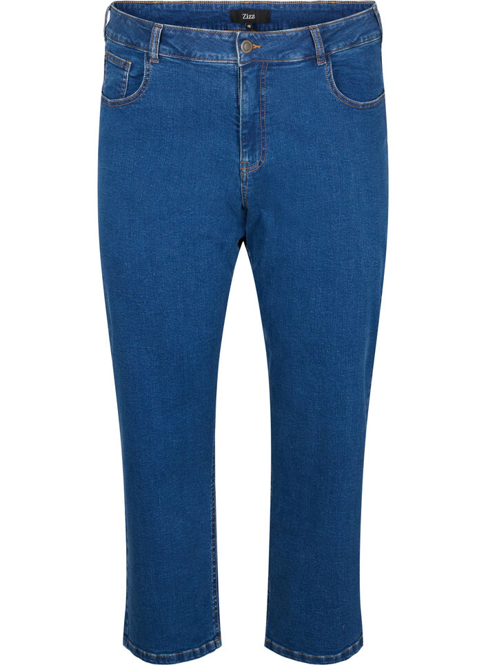 Cropped Vera jeans med rett passform, Blue Denim, Packshot image number 0