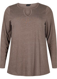 Melange bluse med lange ermer