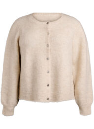 Cardigan med ull og alpakka og dekorative knapper, Beige