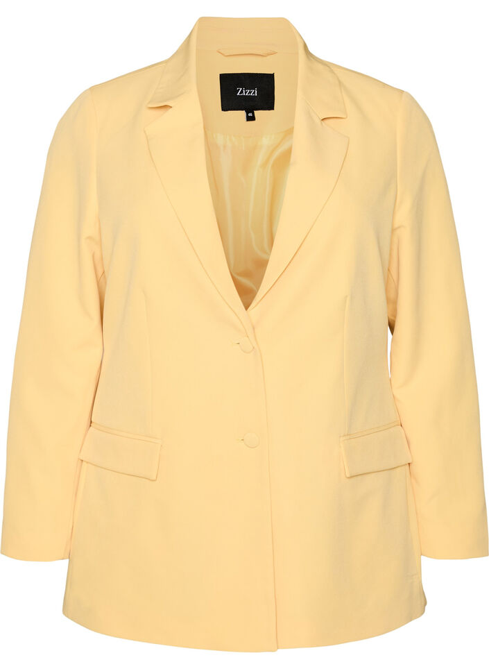 Klassisk blazer med knappelukking, Gul, Packshot image number 0