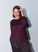 Bluse med vertikal struktur og glittertr&aring;d, R&oslash;d, Model image number 0