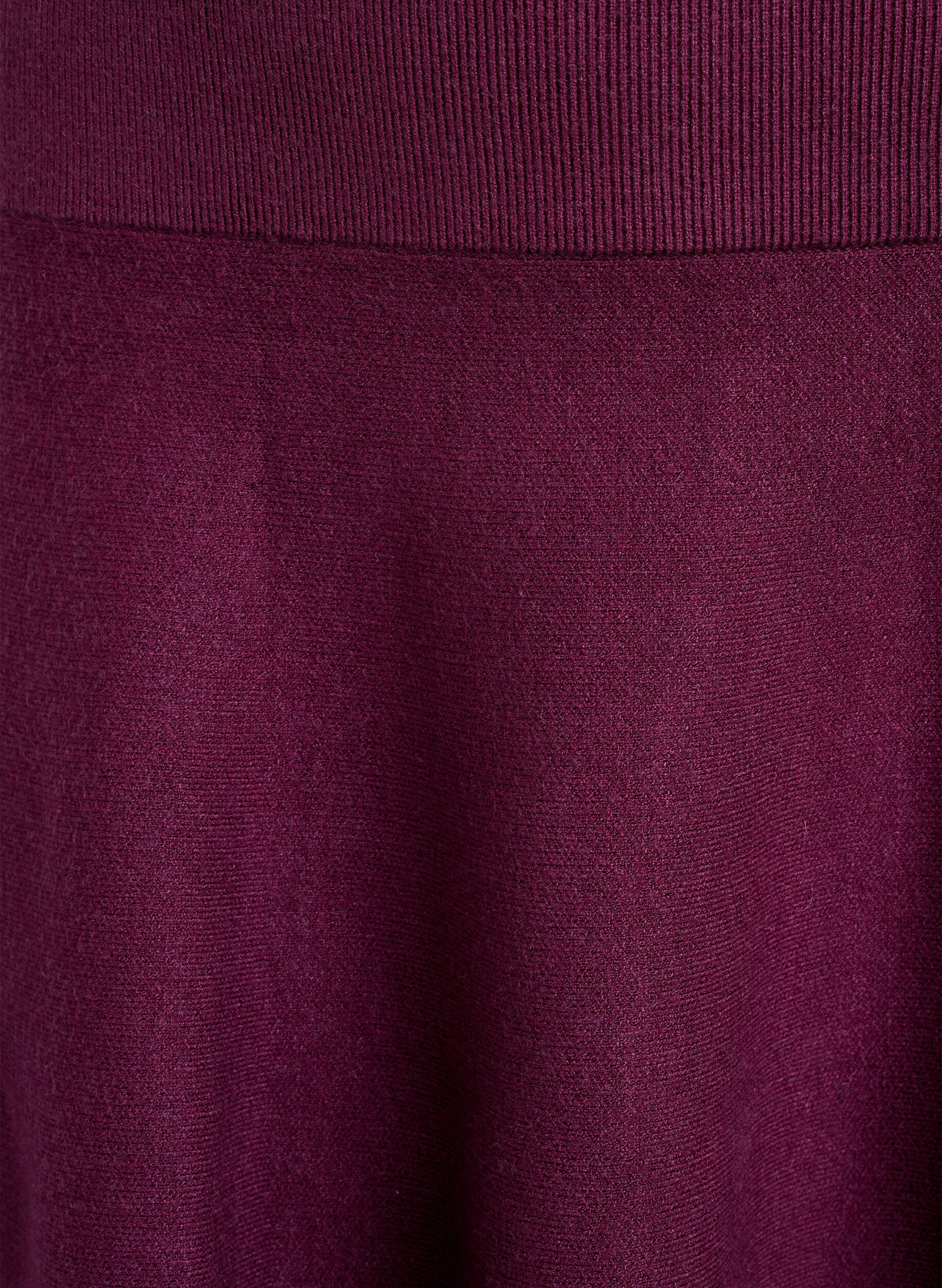 ZizziKort strikket A-linjeformet skj&oslash;rt, M&oslash;rk Bordeaux, Packshot image number 2