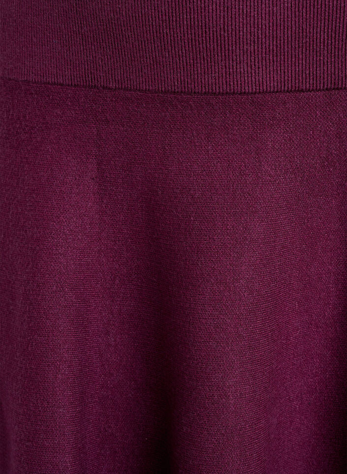 Kort strikket A-linjeformet skj&oslash;rt, M&oslash;rk Bordeaux, Packshot image number 2