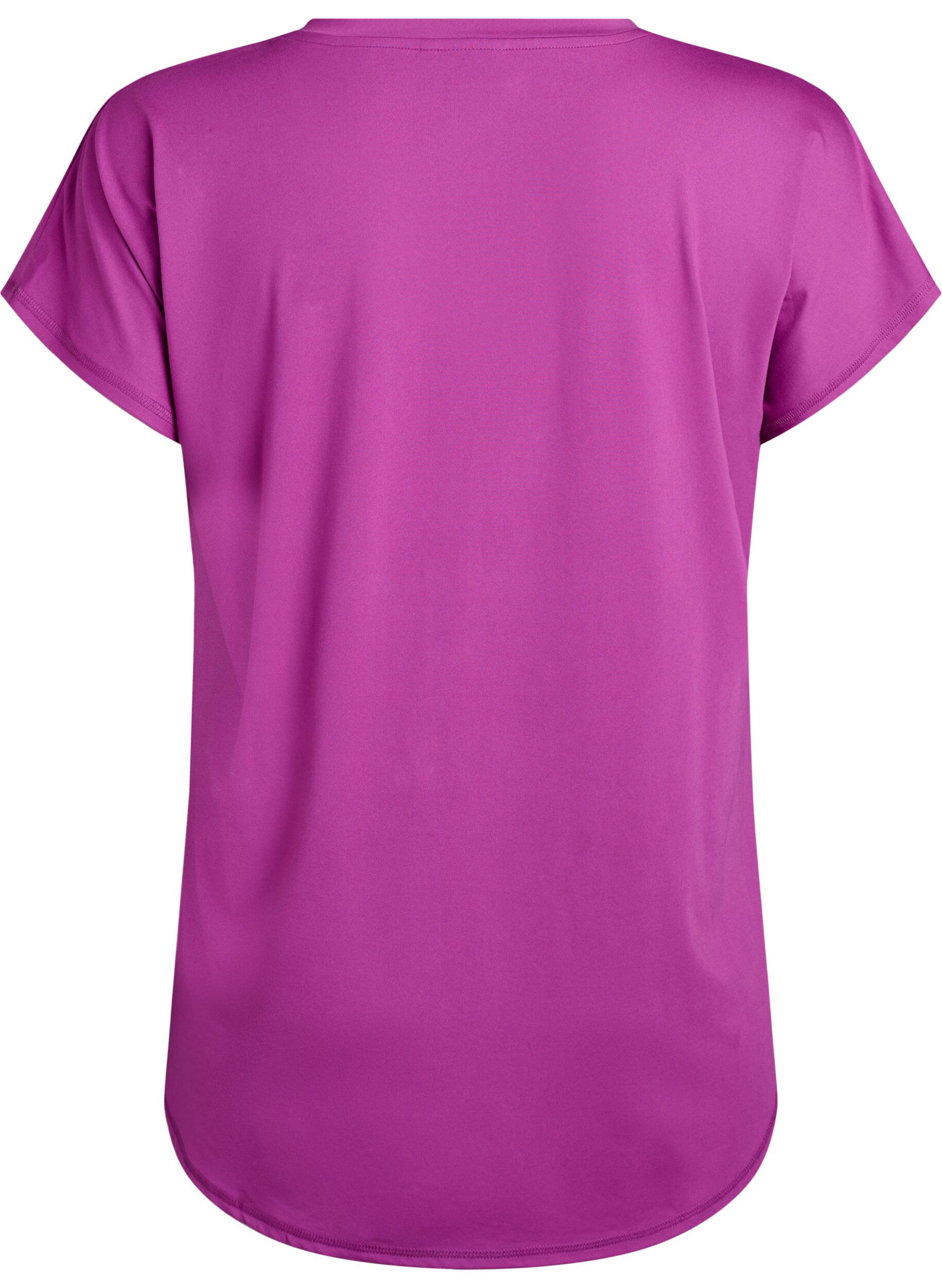 ZizziKortermet trenings-t-skjorte med v-hals, Lilla, Packshot image number 1
