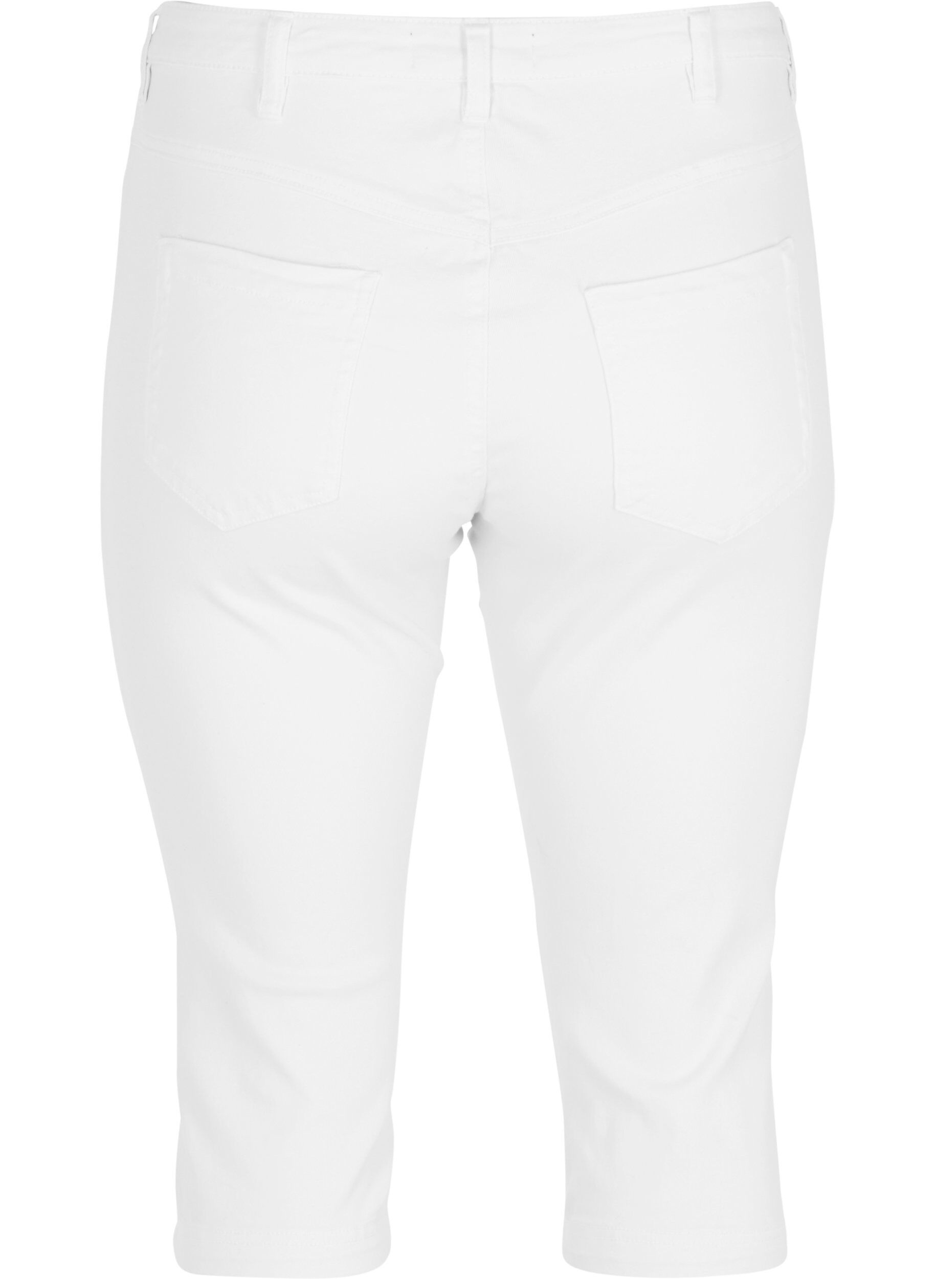 ZizziAmy capribukser med h&oslash;yt liv og super slim fit, Hvit, Packshot image number 1
