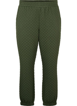 Quiltet bukse med lommer, Thyme, Packshot image number 0