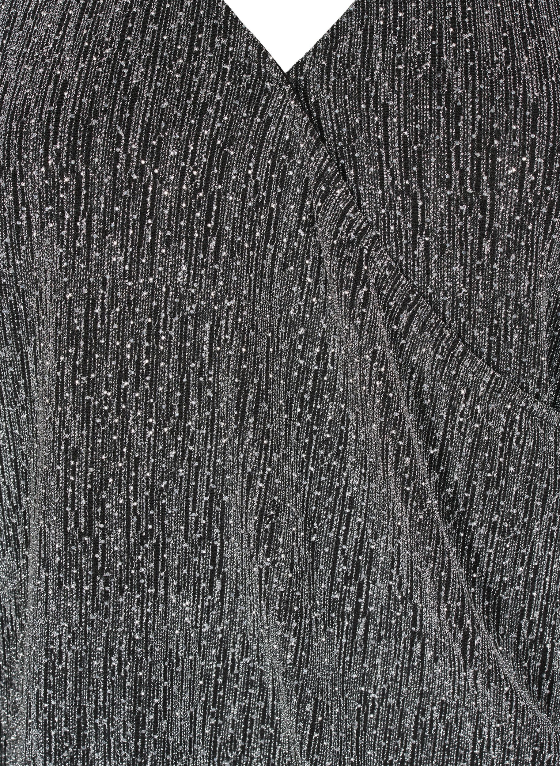 Zizzi Omslagslook glitter festtopp, Svart, Packshot image number 2