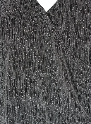 Zizzi Omslagslook glitter festtopp, Svart, Packshot image number 2