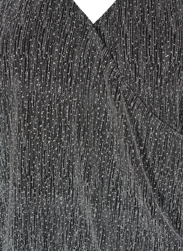 Omslagslook glitter festtopp, Svart, Packshot image number 2