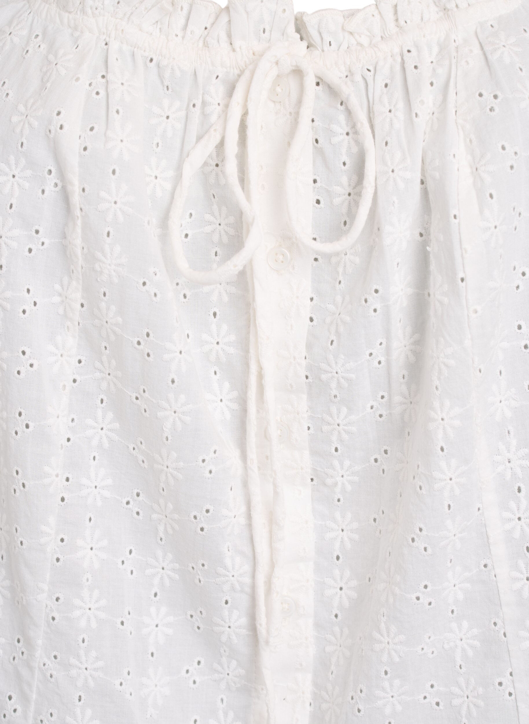 Zizzi Ermel&oslash;s bluse med broderi anglaise og volanger, Vanilje, Packshot image number 2