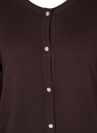 Kort strikket cardigan i viskose med dekorative knapper, Black Coffee, Packshot image number 2