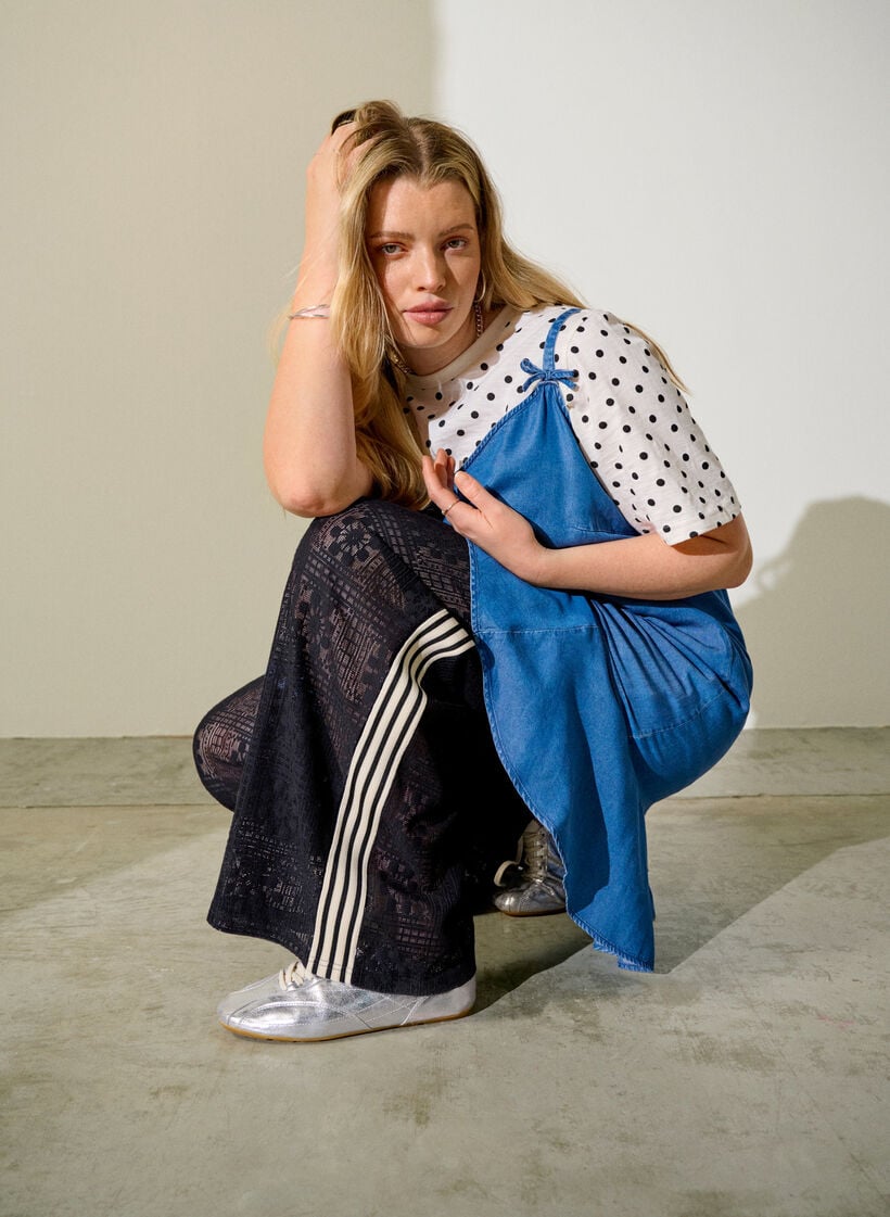 Vide blondebukser med kontraststriper, Svart, Image image number 0