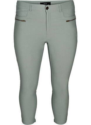 Tettsittende 3/4-bukser med glidelås, Slate Gray, Packshot image number 0