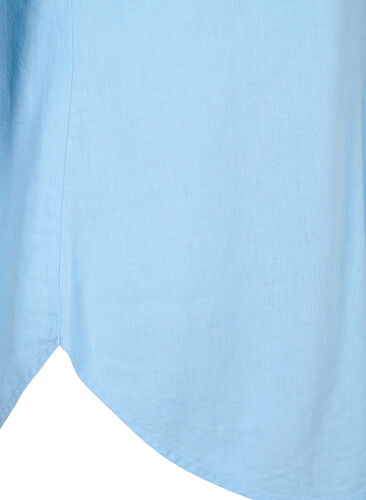 Lang skjorte i lin-viskoseblanding, Chambray Blue, Packshot image number 3