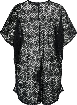 Kaftanstrandkjole med hullmønster, Black, Packshot image number 1