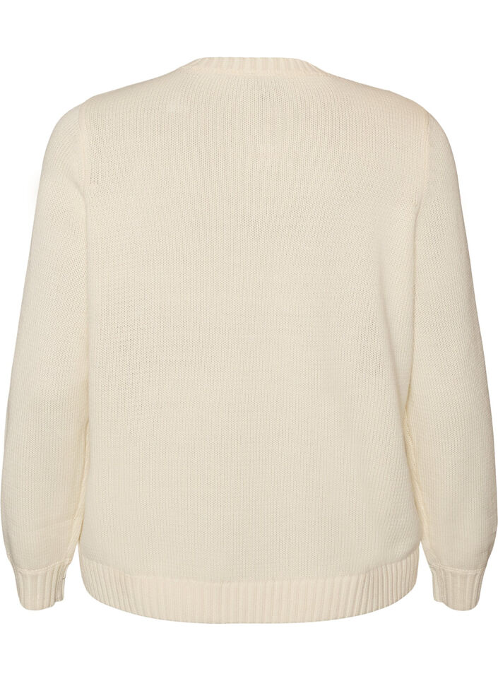 Cardigan med flettestrikket m&oslash;nster, Vanilje, Packshot image number 1