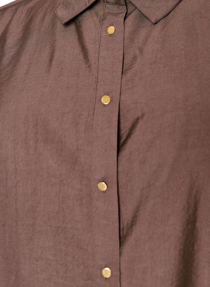 Viskoseskjorte med gullknapper, Brun, Packshot image number 2