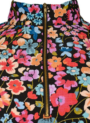 Blomstrete tunika med lange ermer og glidelåsdetaljer, Flower AOP, Packshot image number 2
