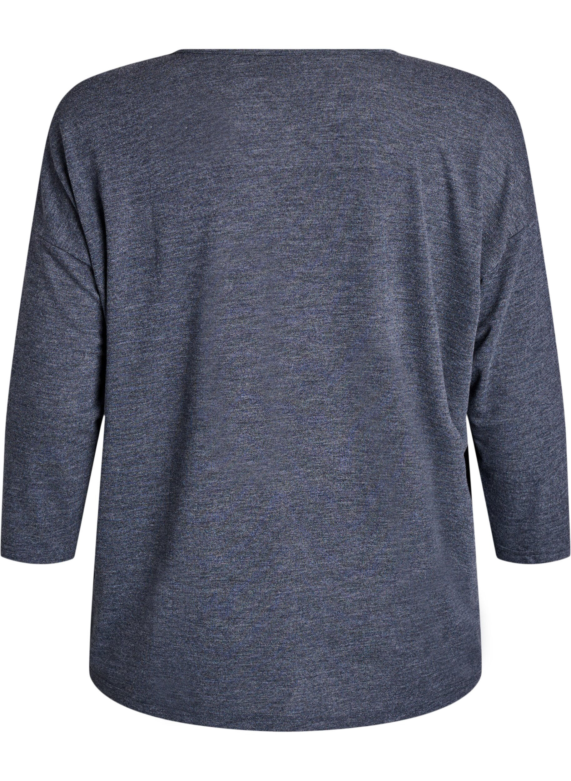 ZizziJersey bluse med 3/4 ermer, Gr&aring;, Packshot image number 1