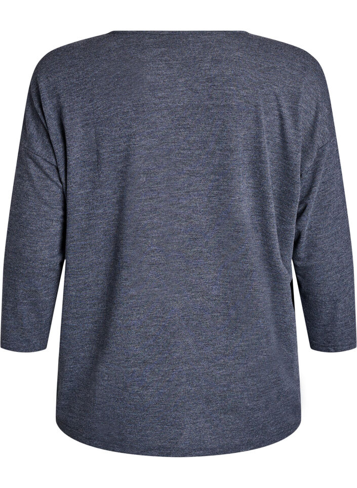 Jersey bluse med 3/4 ermer, Gr&aring;, Packshot image number 1