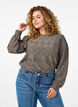 Langermet bluse med et åpentsarbeidsmønster, Brun, Model image number 0