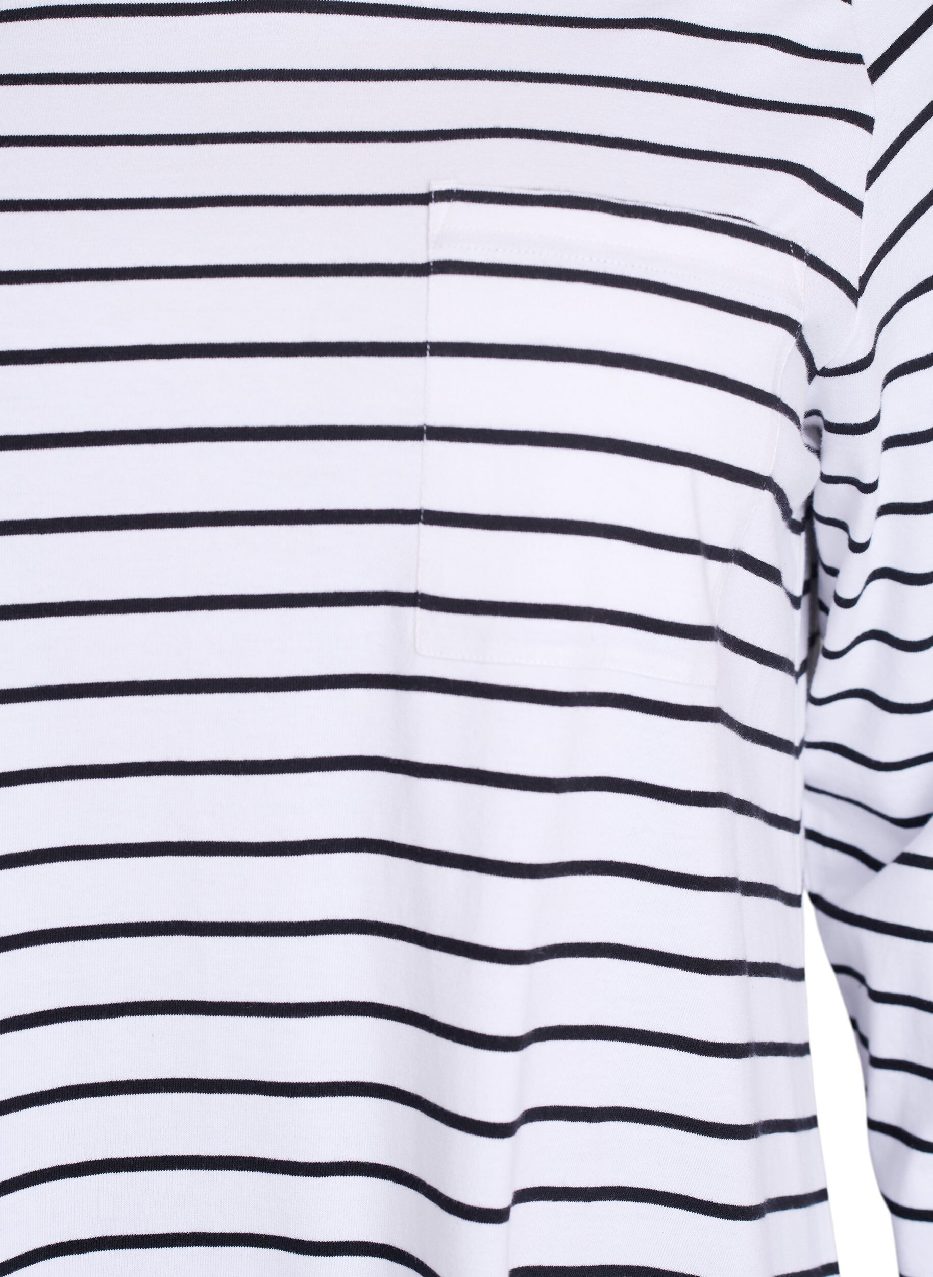 Zizzi Stripet nattkjole i &oslash;kologisk bomull, Hvit, Packshot image number 2