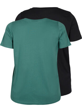 Basis T-skjorter i bomull 2 stk., Mallard Green/Black, Packshot image number 1