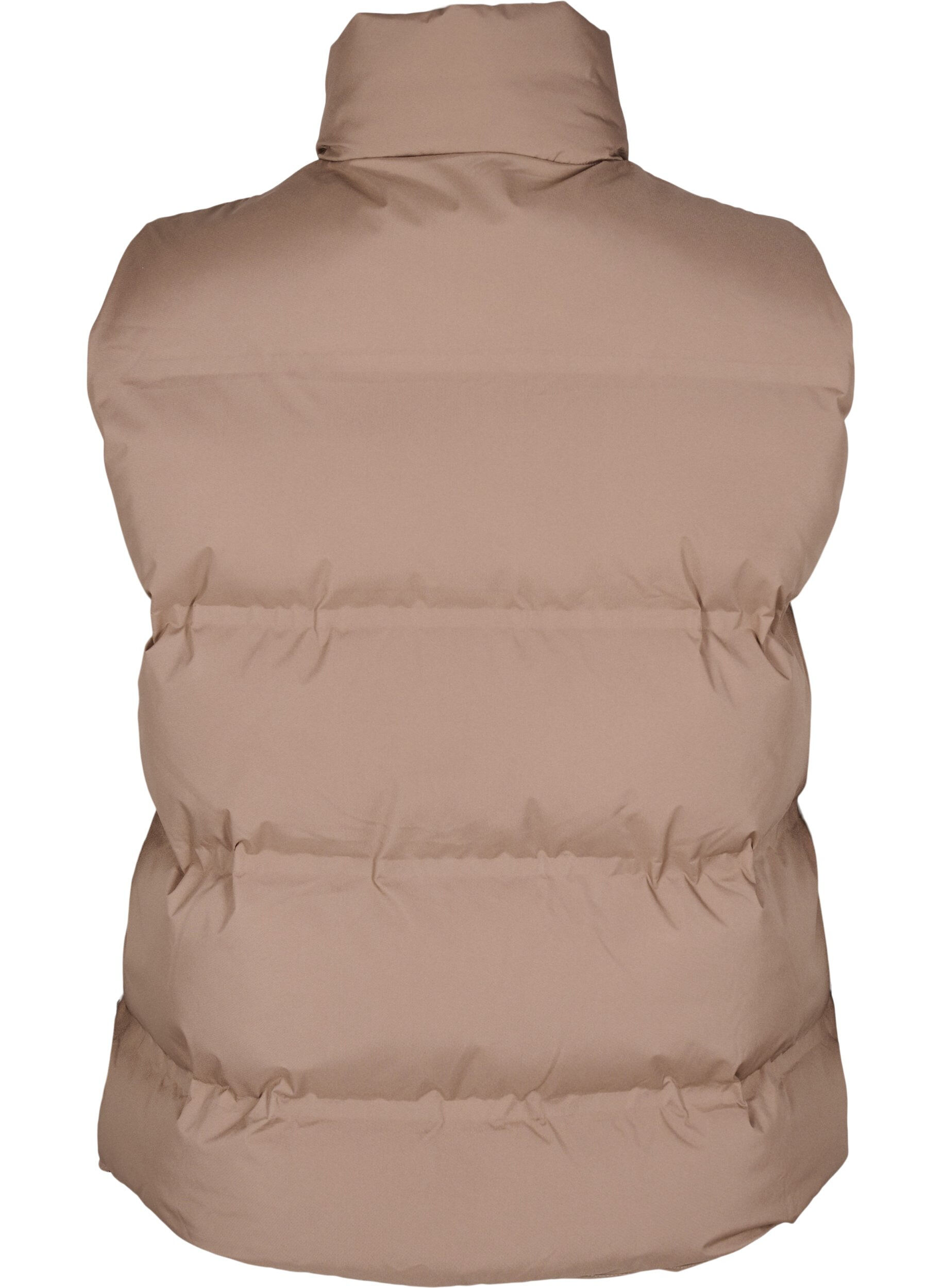 ZizziKort puffvest med h&oslash;y krage, Brun, Packshot image number 1