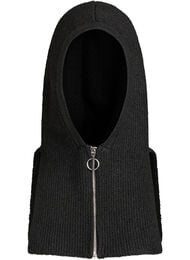 Ribbestrikket finlandshette med glidelås, Black