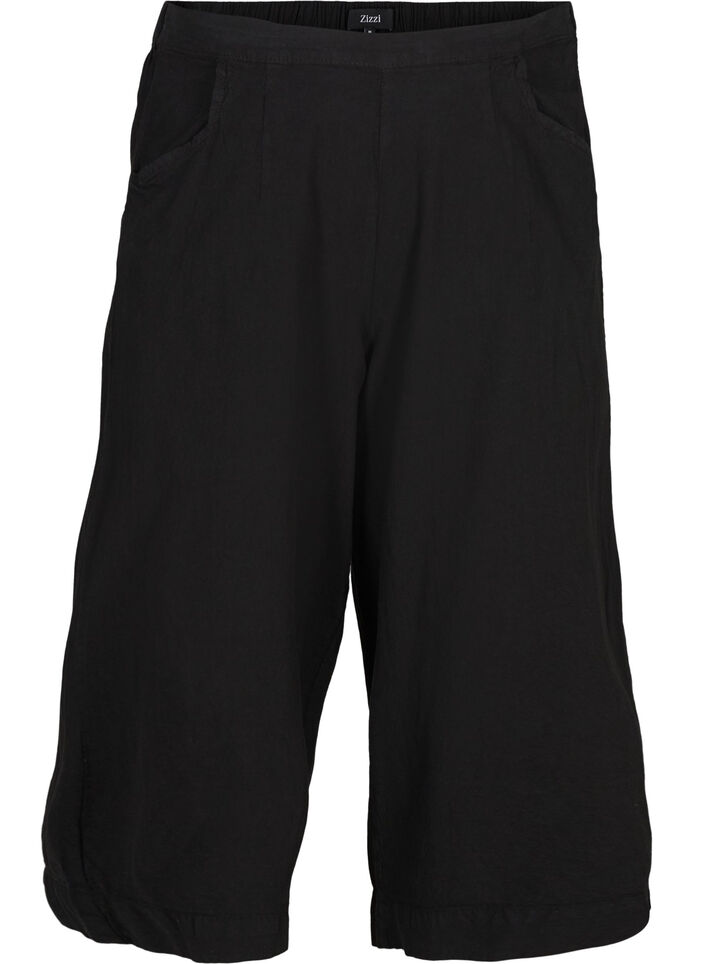 Løse culottebukser i bomull, Black, Packshot image number 0