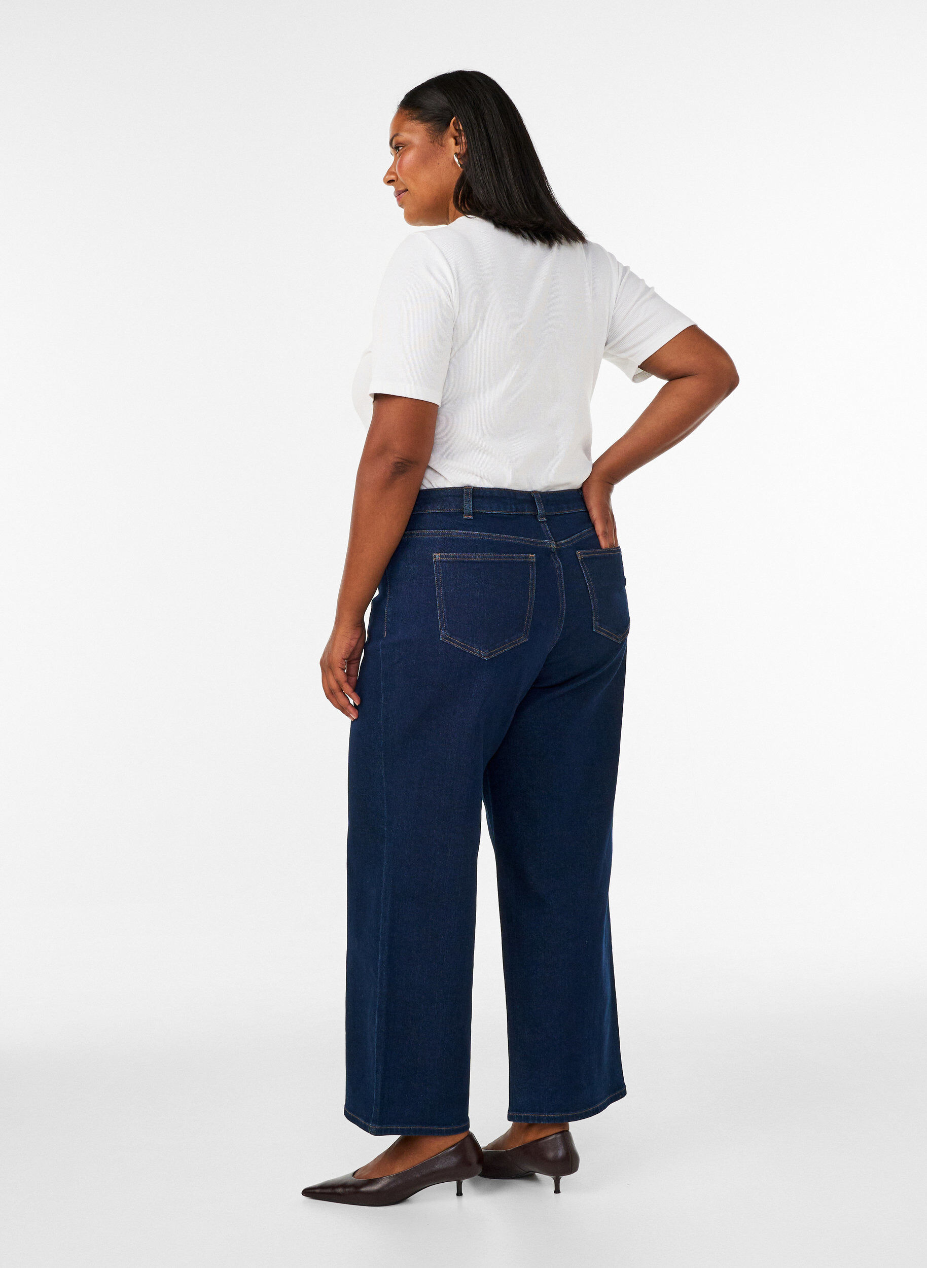 ZizziMyra jeans med h&oslash;y midje og wide fit, Bl&aring;, Model image number 1