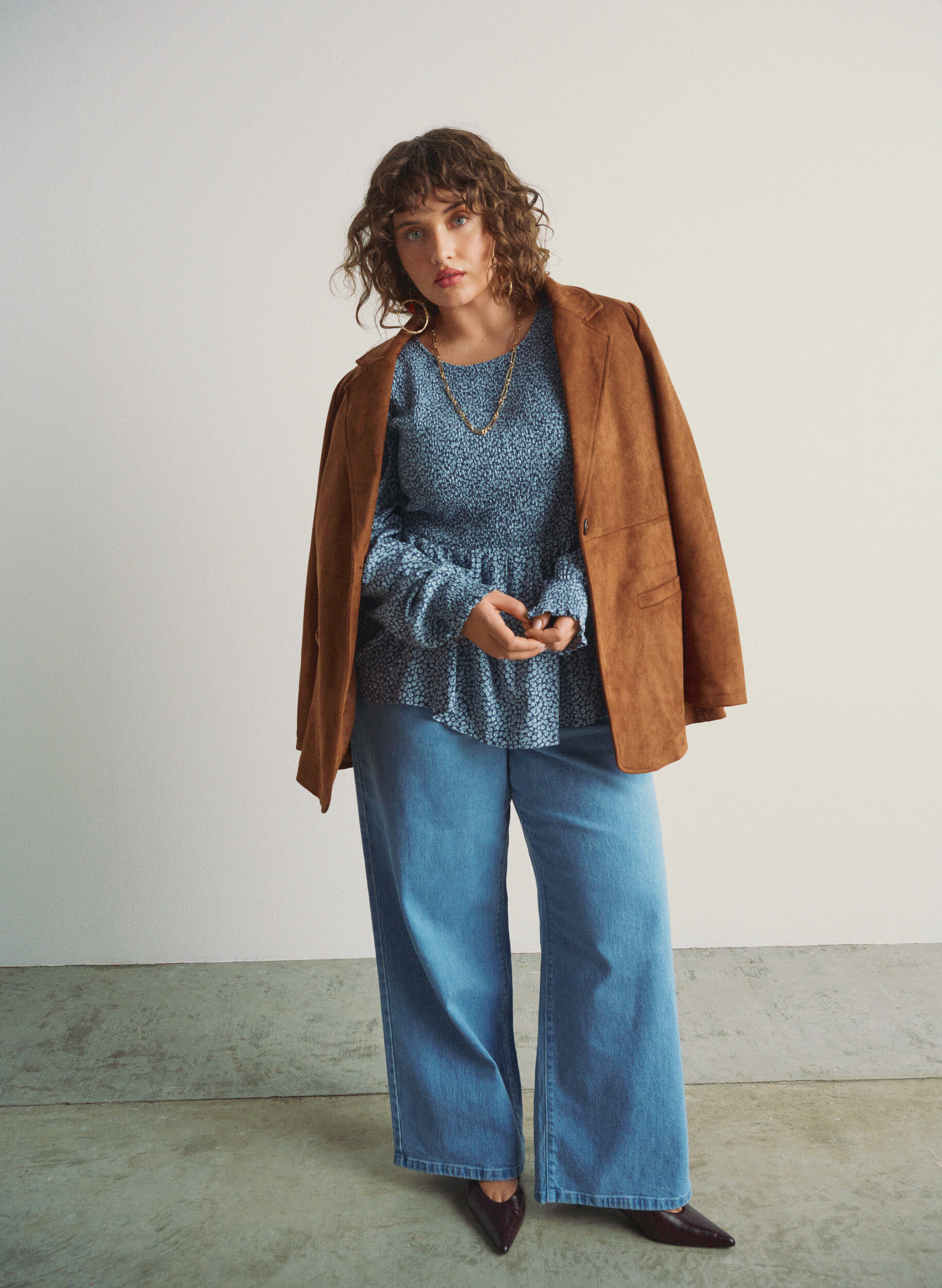 Imitert semsket blazer