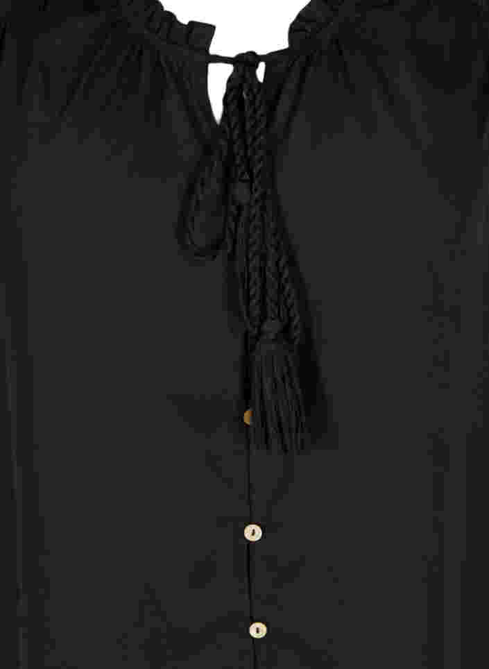 Viskosetopp med knytedetaljer, Black, Packshot image number 2