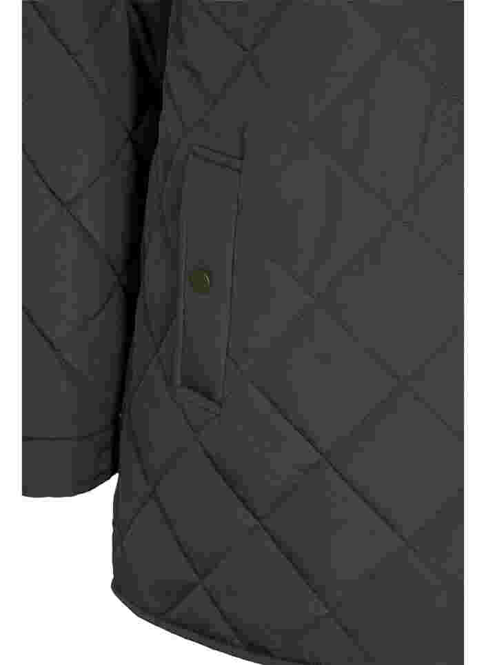 Kort quiltet jakke med krage, Forest Night, Packshot image number 3