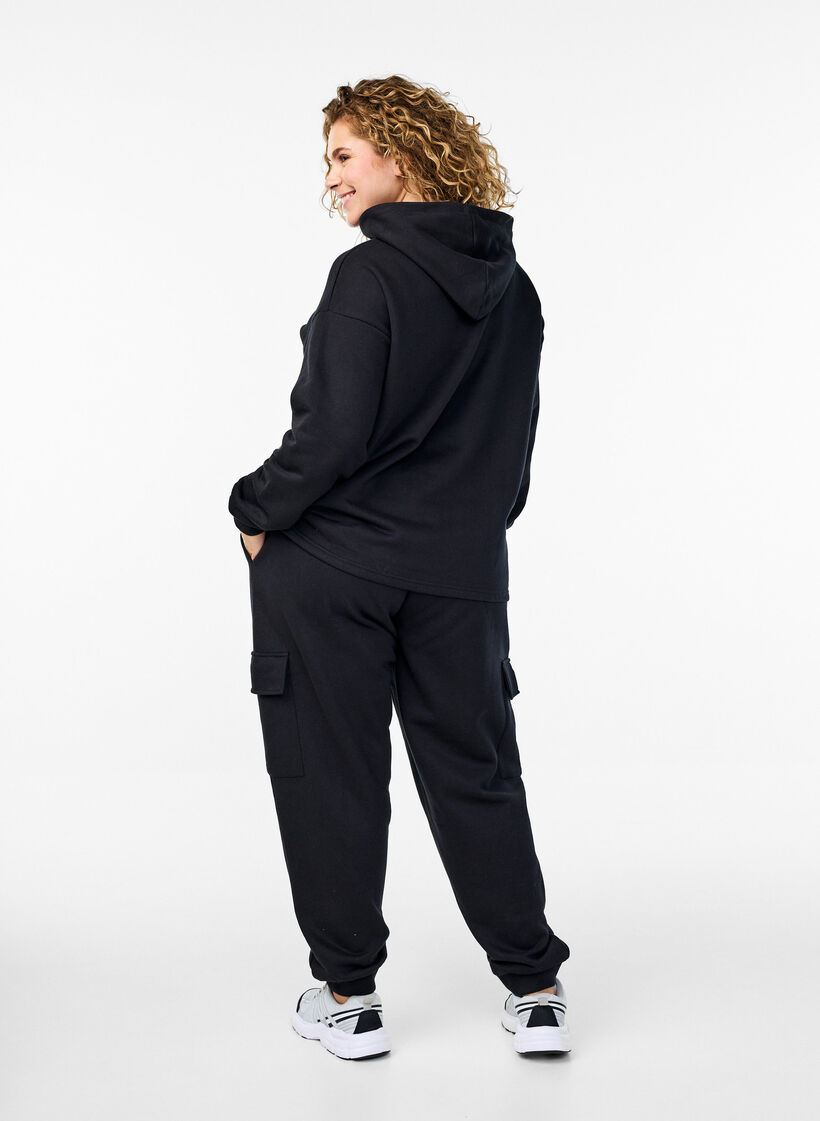 Cargo-bukser i mykt gensermateriale, Black, Model image number 1