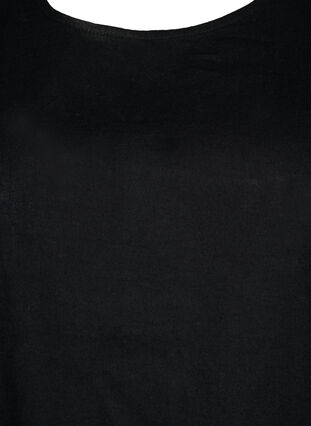 Kortermet bluse i bomullsblanding med lin, Black, Packshot image number 2