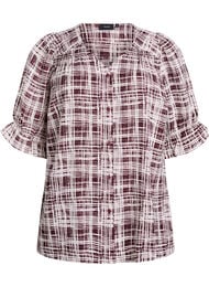 Skjortebluse med 1/2 ermer, M&oslash;rk Bordeaux