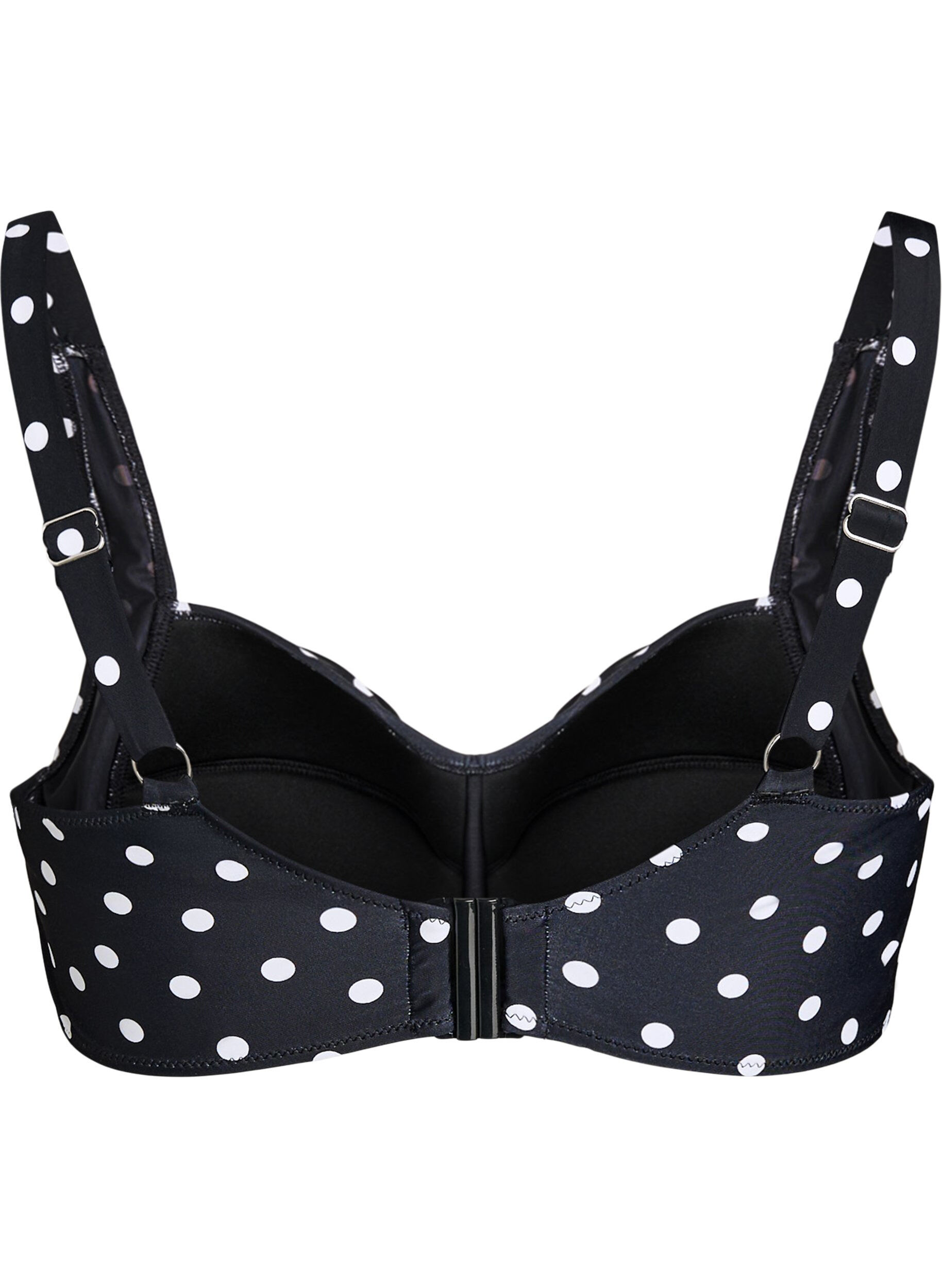 Zizzi Polstret bikinioverdel med trykk, Svart, Packshot image number 1