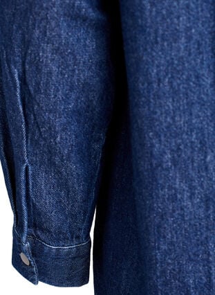 Zizzi Kort denimkjole med V-hals og krage, Dark Blue Denim, Packshot image number 3