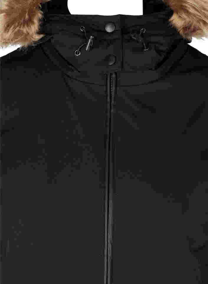 Vinterjakke med glidelås og lommer, Black, Packshot image number 2