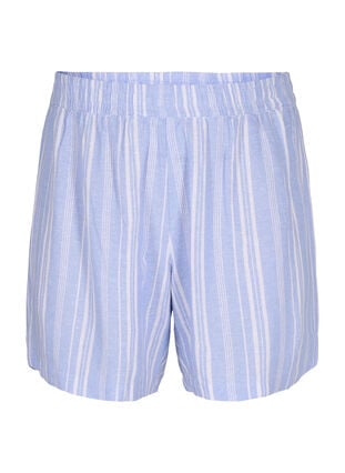 Stripete shorts i en blanding av lin og viskose, Serenity Wh.Stripe, Packshot image number 0