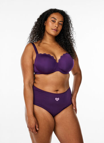 Zizzi 7-pack hipstertruse med vanlig midje, Lilla, Model image number 0