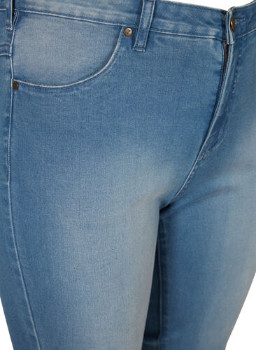 Amy capribukser med høyt liv og super slim fit, Light blue denim, Packshot image number 2