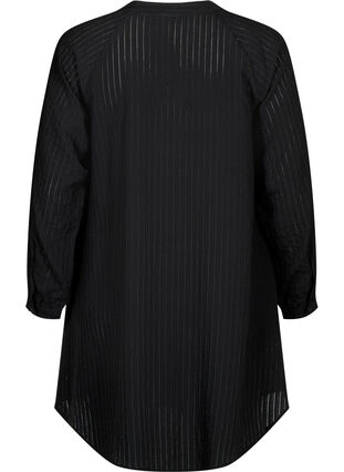 Lang viskose skjorte med stripete mønster, Black, Packshot image number 1