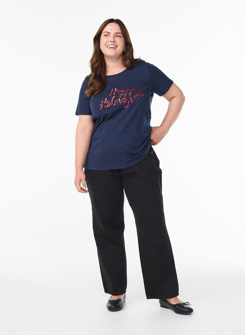 Jule-T-skjorte i økologisk bomull, Blå, Model image number 1